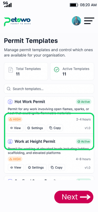 Mobile app screenshot